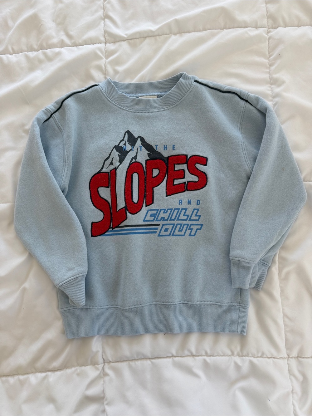 Cotton On Light Blue 'Slopes' Graphic Sweatshirt with Red Text